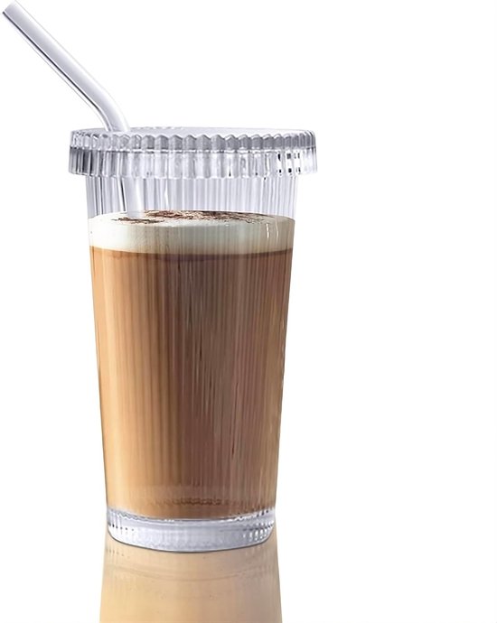 LuxeQuench | 550 ml hittebestendige glazen beker - geribbeld ontwerp, - Lia Home