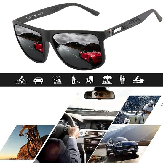 HAUSS SPOLE Piloten Zonnebril Gepolariseerd Heren Dames - UV400 Bescherming Tegen Reflectie - Voor Autorijden Reizen Vakantie - Lichtgewicht Comfort Pasvorm - PC Materiaal - 2 Stuks - Zwart van HAUSS SPOLE — afbeelding 4