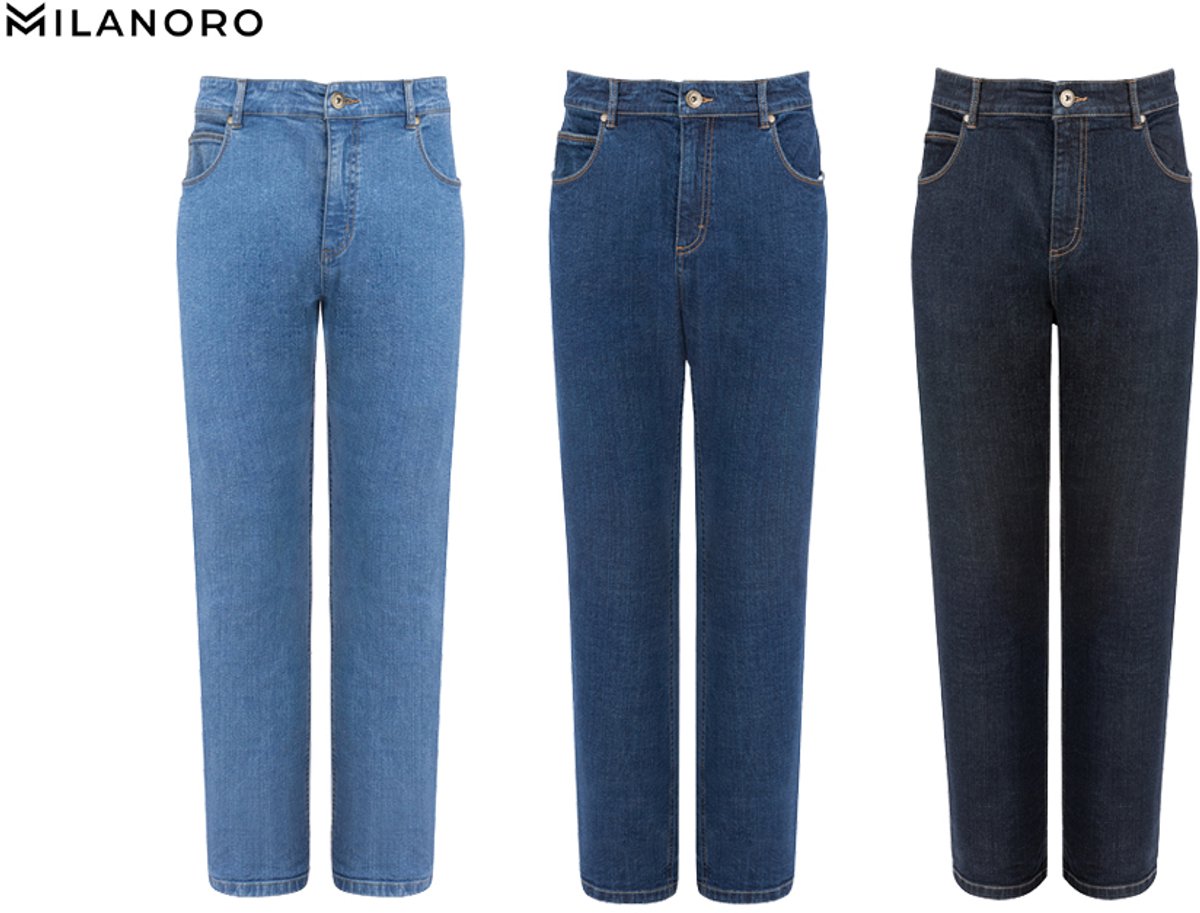 Milanoro - Stijlvolle jeansbroek voor heren - Donkerblauw - W32 - L32