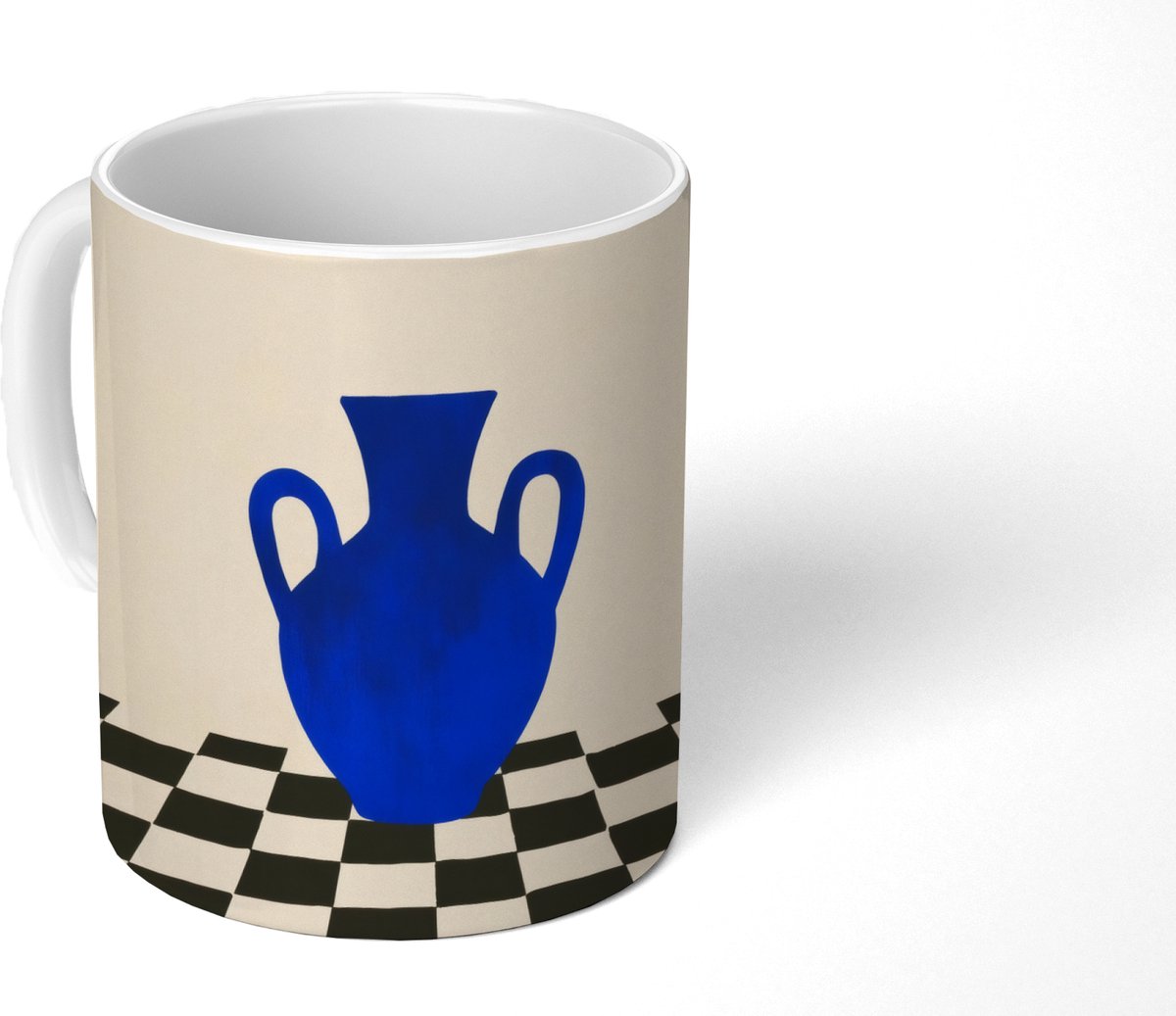 Mok - Koffiemok - Vaas - Blauw - Geblokt - Modern - Mokken - 350 ML - Beker - Koffiemokken - Theemok
