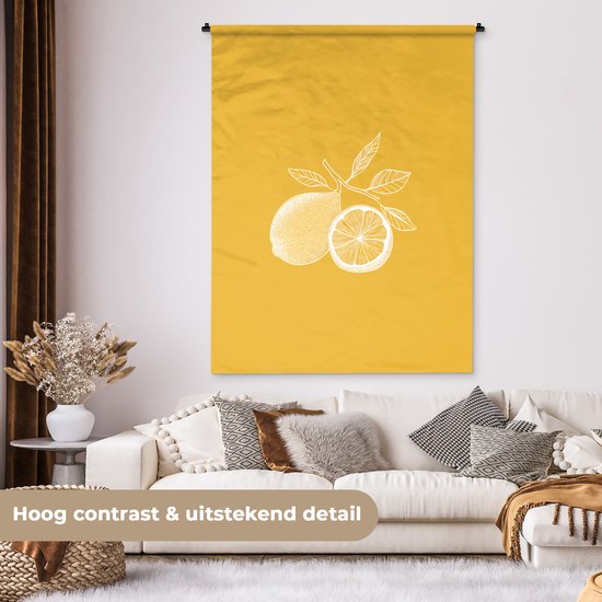 Tapisserie murale 120x160 cm - Citrons - Illustration - Minimaliste - Jaune - Tapisserie - Tapisseries