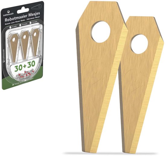 Lames universelles pour robot tondeuse To the South® compatibles avec Bosch Indego, Honda Miimo HRM 40 (Live) et HRM 70 Live - Titane - 30 pièces