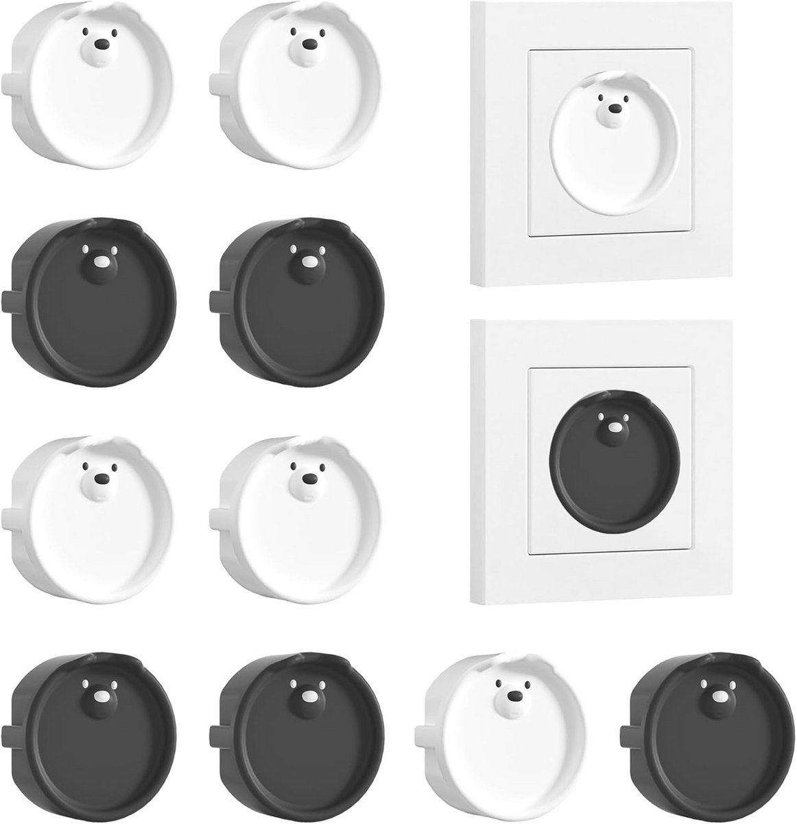 10 stuks siliconen stopcontacten met decoratieve afdekkingen – stof- en spatwaterdicht en veilig
