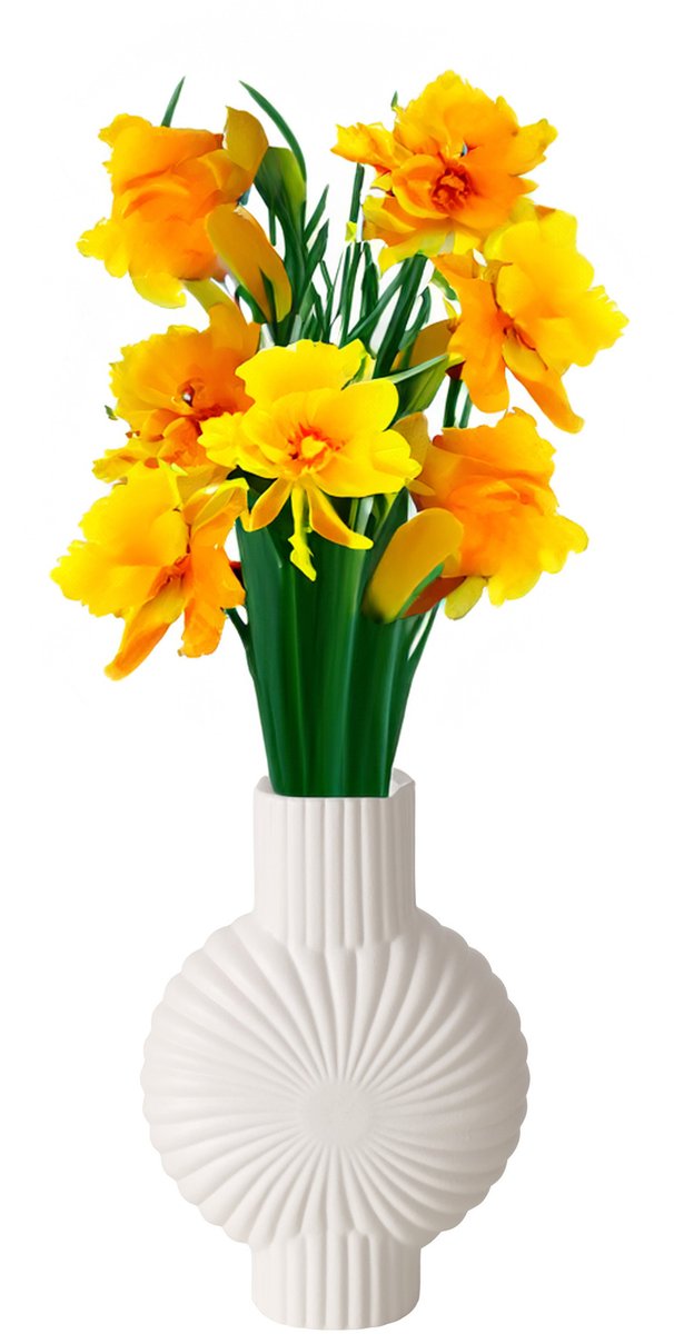 Boltze Bloemenvaas Venice - wit - keramiek - D20 x H28 cm - Stelen en boeketten - Grieks/romeins thema