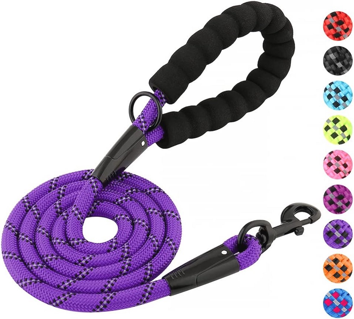 Zware Hondenriem met Comfortabel Gevoerd Handvat en Reflecterende Draad voor Kleine, Middelgrote en Grote Honden – Keuze uit 120, 150 en 180 cm