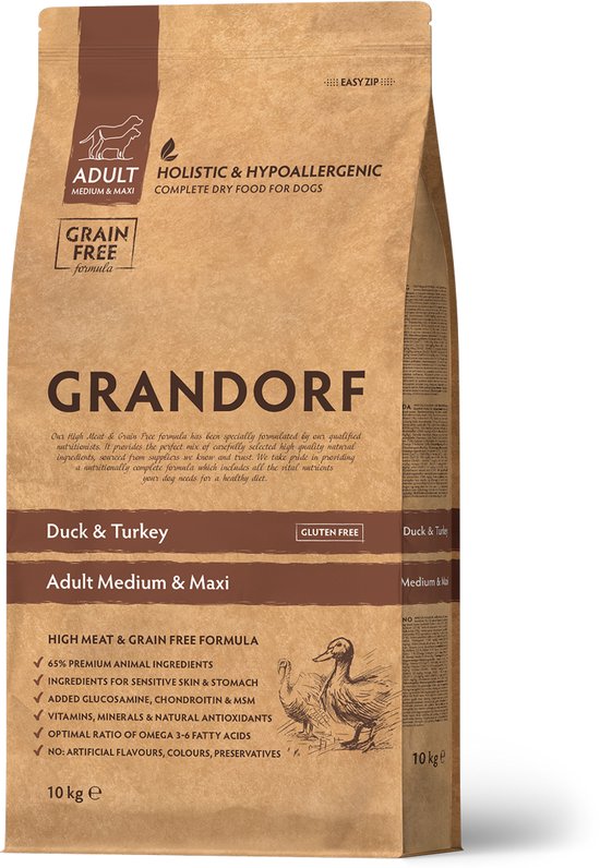 Grandorf Adult - Eend en Zoete aardappel - 10kg - Hondenvoer