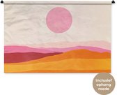 Wandkleed 150x100 cm - Wanddoek Heuvels - Oranje - Zon - Abstract - Wandtapijt - Wandkleden