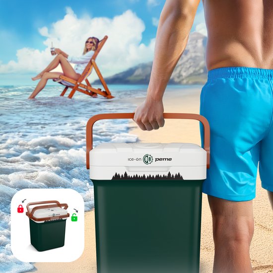 PEME Essential Elektrische Koelbox, 22,9 liter, 12V, 220/230 Volt AC/DC, Aansluiting voor Auto en Camping, thermo-elektrisch Frigobox - groen van PEME — afbeelding 3
