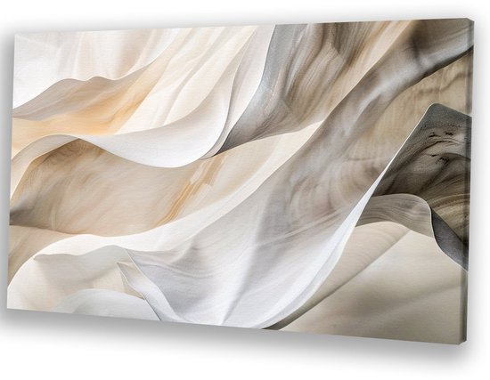Golvende abstracte texturen in neutraal - Abstractie canvas kunst - Muurdecoratie canvas texturen - Abstract expressionisme - Klassieke schilderijen - Slaapkamer muurdecoratie - canvas 45x30 cm