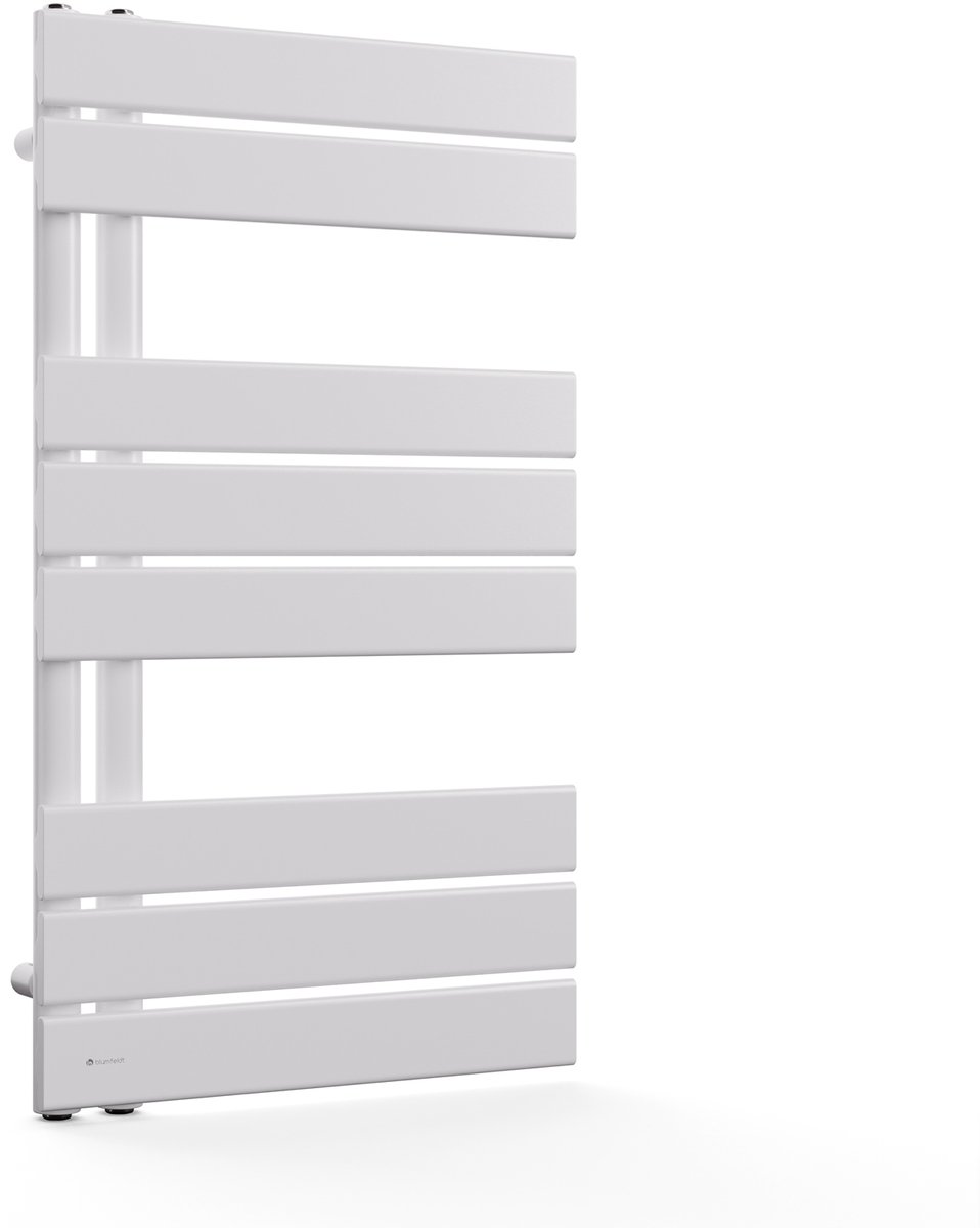 Blumfeldt Badheizkörper - 320 W Wandmontierter Handtuchheizkörper Met Zij-aansluiting, Modern Stalen Ontwerp, Handdoekhouder Voor Badkamers & Kantoren, 45x80 cm, Wit