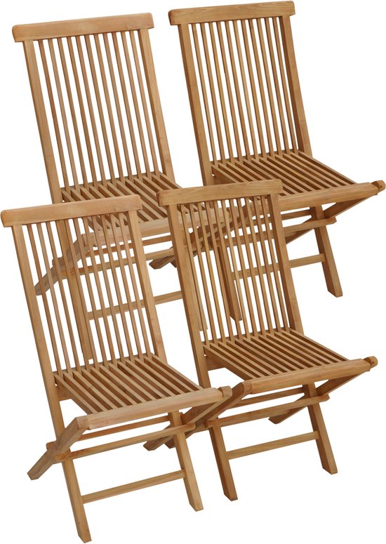 Set van 4 LOMBOK teakhouten tuinstoelen