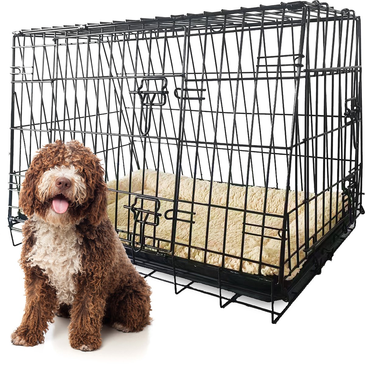 MaxxPet Hondenbench - Autobench - Transportbench - Opvouwbaar - Bench Voor Honden - 93x68x70cm - Zwart - Incl. Plaid