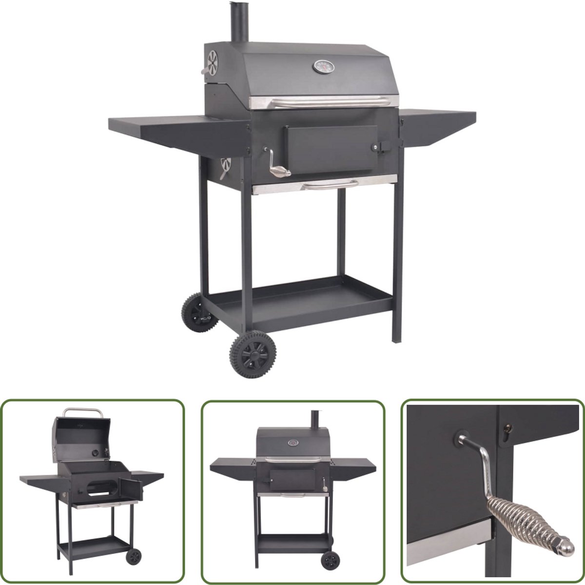 The Living Store Barbecue - Roker - 127x64x125 cm - Zwart