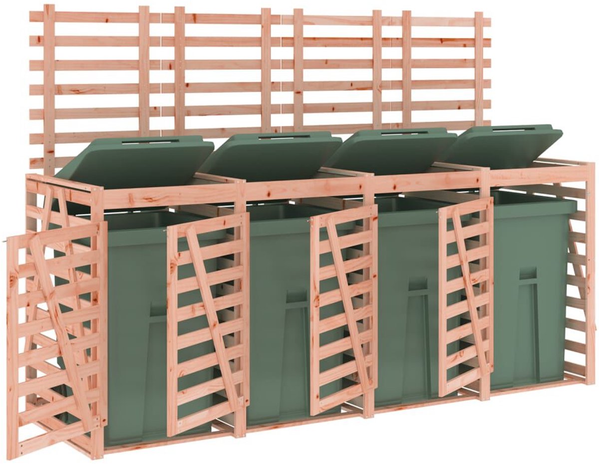 Kliko ombouw - UV-bestendig - Container - Berging - 4 Afvalbakken - Kunststof - Weerbestendig - Bruin