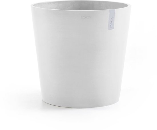 Pot de fleurs blanc Ecopots Amsterdam, vue de côté.