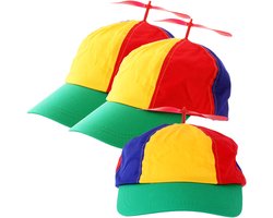 Helikopterpet - 8x - Gekleurd petje met gekleurde propellor bovenop - polyester - verstelbaar