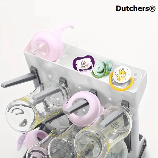 Dutchers.® Droogrek + Flessenborstel - Met Ruimte voor Fopspenen - Incl. Flessenborstels - Flessenrek - Flessenborstel - Droogrek voor Flessen Baby - Afdruiprek Flessen - Droogrek Baby - Afdruiprek Baby - Droogrek Babyflessen - Flessendroogrek van Dutchers.® — afbeelding 4