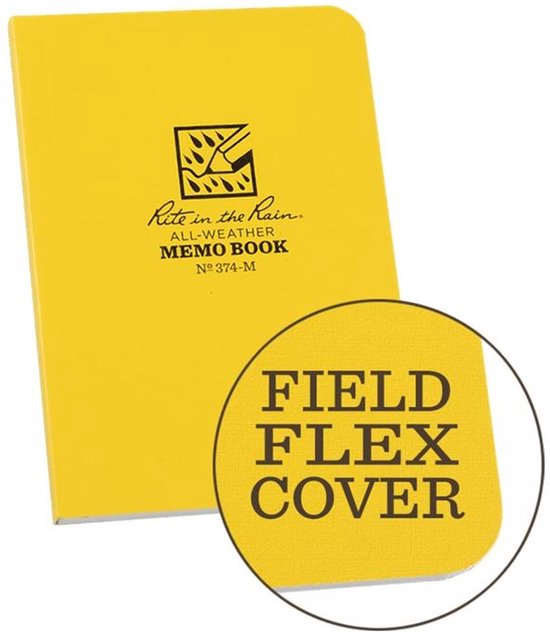 Geel Rite in the Rain memo-notitieboek nr. 374-M met flexibele kaft.