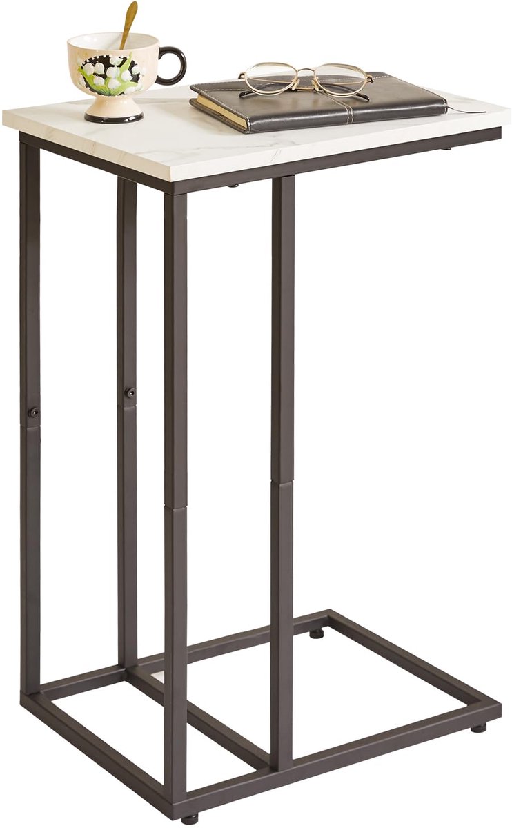 Unyqoos ® Bijzettafel met Stijlvol C-vormig Ontwerp voor Diverse Ruimtes en Interieurs wit