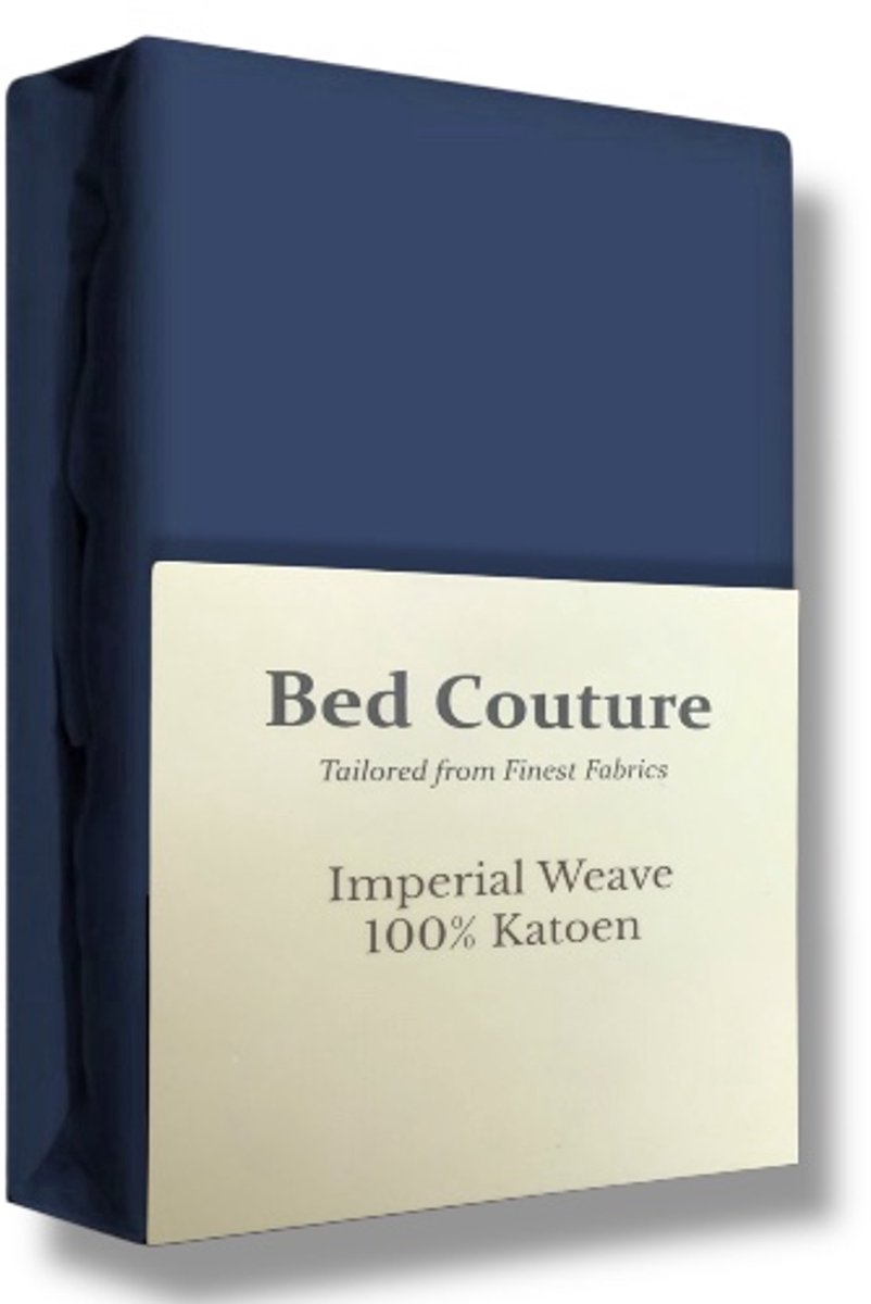 Bed Couture - Hoeslaken van 100% Katoen - Lits-Jumeaux 180x200cm - Hoekhoogte 30cm - Ultra Zacht en Duurzaam - Navy