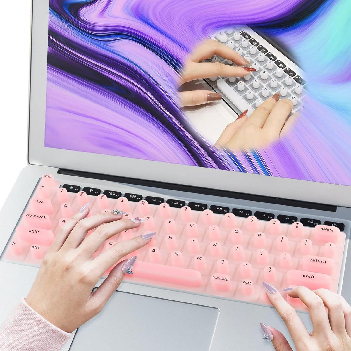 Toetsenbordhoes voor Lange Nagels - Siliconen Bescherming voor Laptop