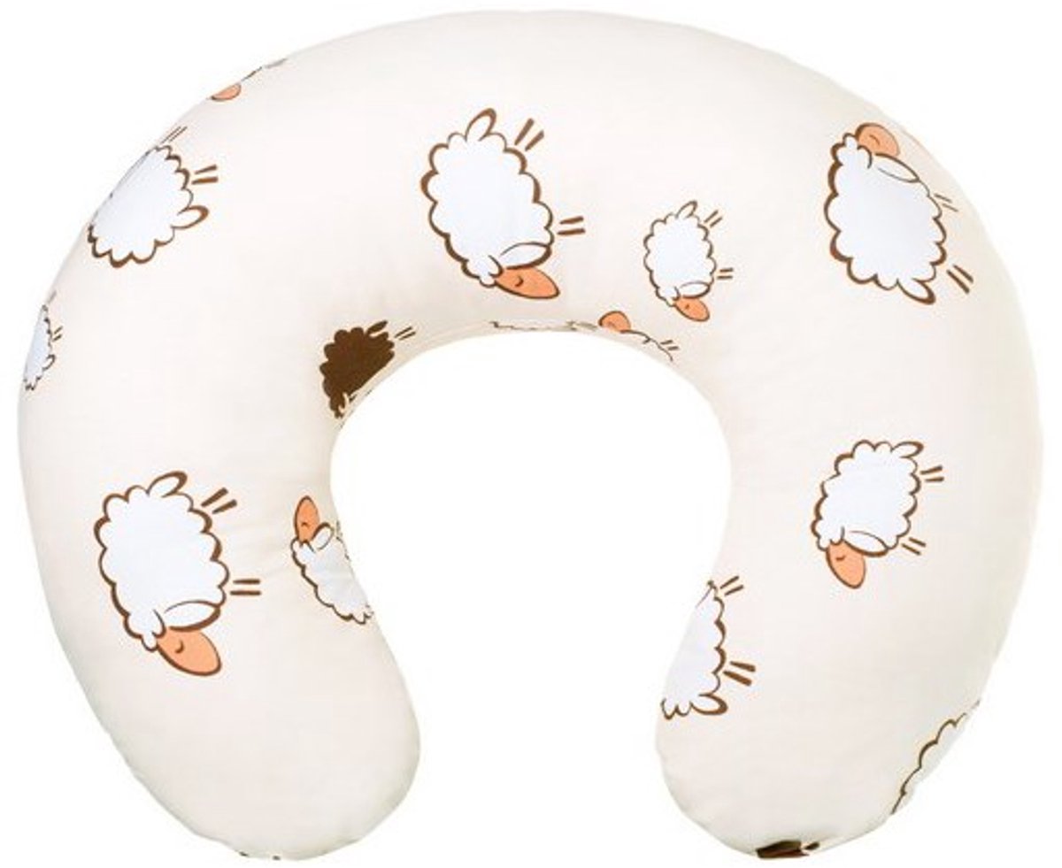 NEW BABY - Voedingskussen - Beige voedingskussen met katoen en polyester vulling - voedingskussen - borstvoeding - rugsteun - anti-allergisch - afneembare hoes - kussen - steun