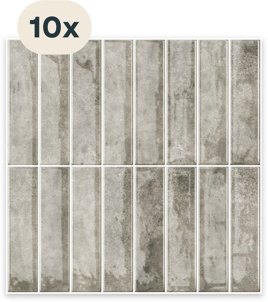 Solusia Carrelage adhésif Grijs - 10 carreaux muraux adhésifs de haute qualité - Panneaux muraux imperméables pour Cuisine, salle de bain et Toilettes - 30 x 30 cm - Facile à poser - Autocollants pour carrelage