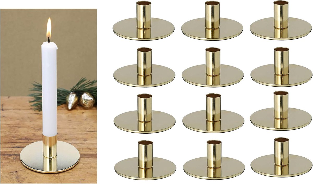 Novaliv 12x kaarsenhouder Adventskrans goud 10x5cm tafelkaarshouder modern scandinavisch chique kaarsenhouder kersttafeldecoratie kaarsen kaarsdoorn woonkamer kaarsenhouder vintage