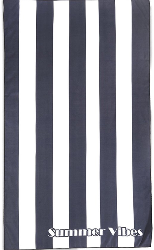 Beach Club Strandlaken Summer Vibes - Antraciet - 100x180 cm - Microvezel Handdoek - Badlaken - Reishanddoek Sneldrogend