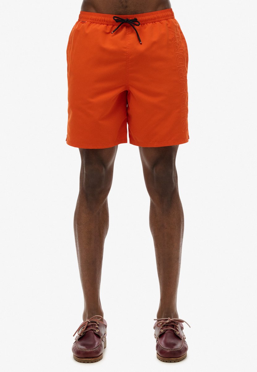 Superdry Premium zwemshort met borduursel 43 cm Heren Zwembroeken Oranje