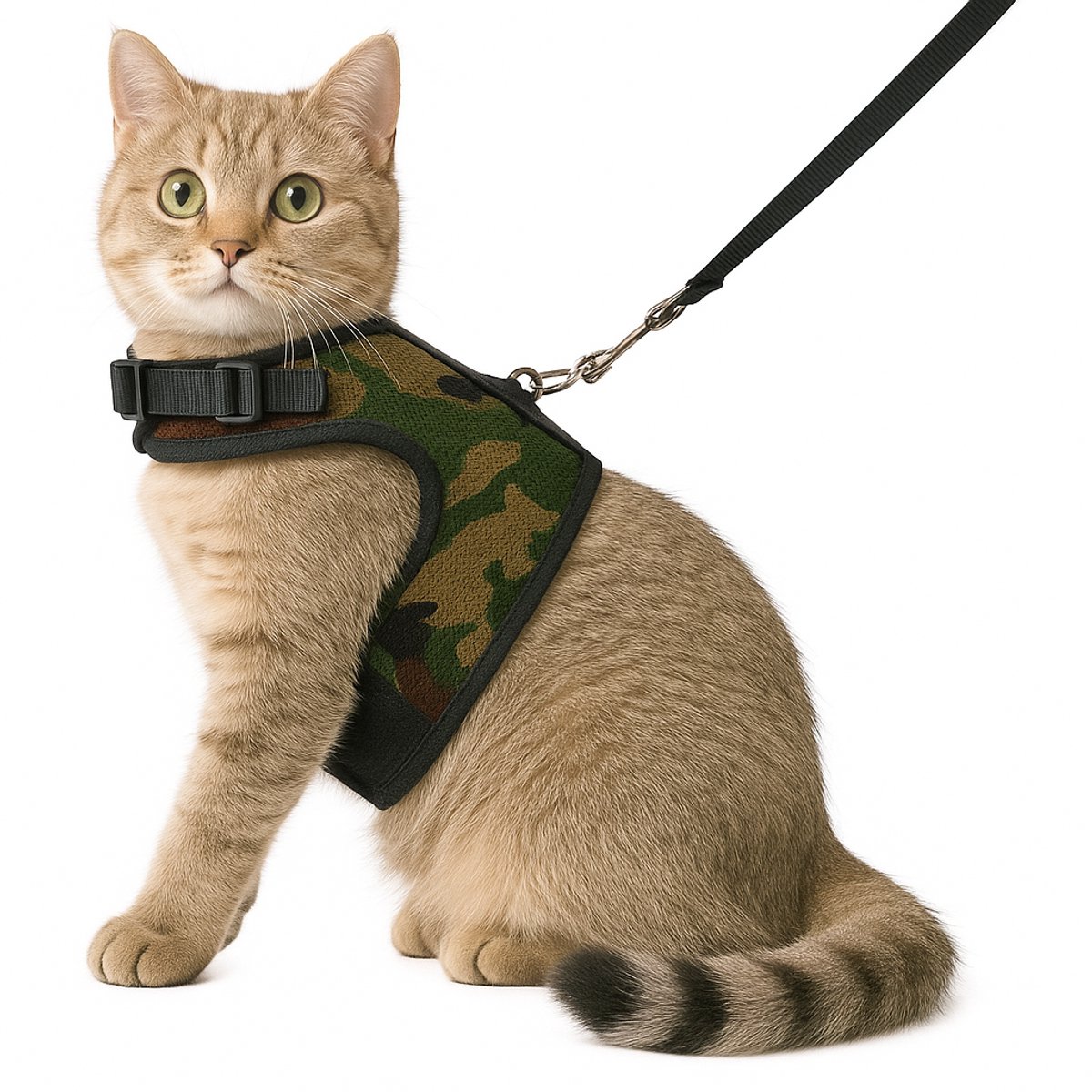 Bol.com Zootic kattentuigje met looplijn - Maat S - camouflage - Halsomvang 14-18cm - Borstomvang 24-28cm - Kattenharnas aanbieding