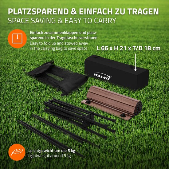 3-delige kampeerset met klaptafel bruin en 2 campingstoelen blauw HAUKI — afbeelding 4