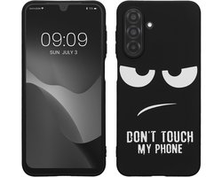 kwmobile telefoonhoesje geschikt voor Samsung Galaxy A26 5G - Hoesje voor smartphone in wit / zwart - Backcover van TPU - Don't Touch My Phone design