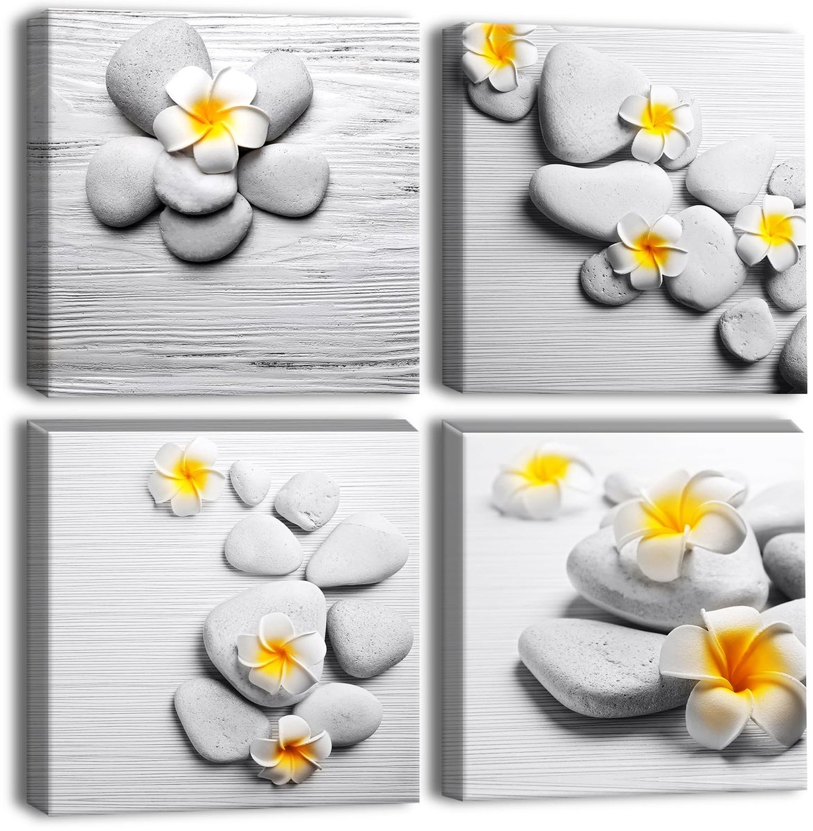 Ibenzoa Moderne Canvas Wanddecoratie Set met Bloemenmotief voor Elke Kamer wit