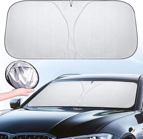 Auto zonnescherm voorruit hoes - 140x70 cm - auto interieur zonnescherm voorruit hoes - voor zonneklep - zomer voorruit - zelfklevend - UV-warmtebescherming - opvouwbaar - auto zonnescherm zonnescherm - zonwering warmte-isolatie zilver gecoat anti
