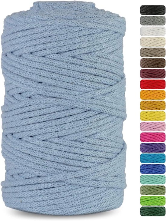 Netuno 1x Macrame Cord Braided Macramé Yarn Light Blue 9 mm x
