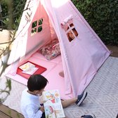 Sunny Alba Tipi Tent Pastel Roze - Wigwam Speeltent met ramen - 120x120x160cm - met Kussen kleed