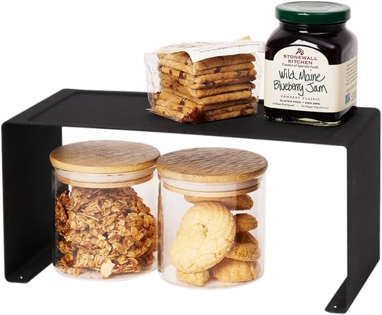 Slim Stackable Keuken Rack - Zwart Staal (30.5 x 14 x 14 cm) | bol