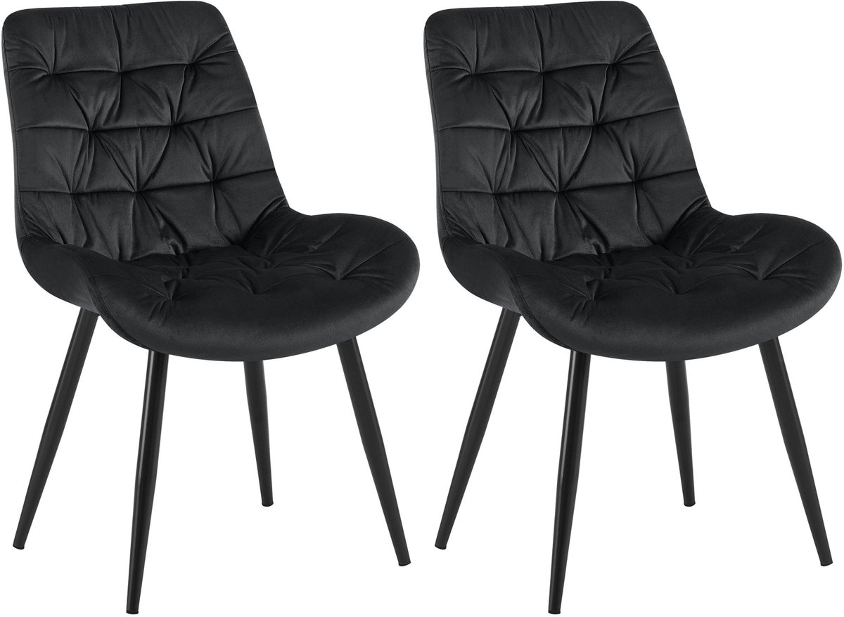 CLP Rossford Set van 2 eetkamerstoelen - klassiek - met rugleuning - velvet - fluweel - Fl