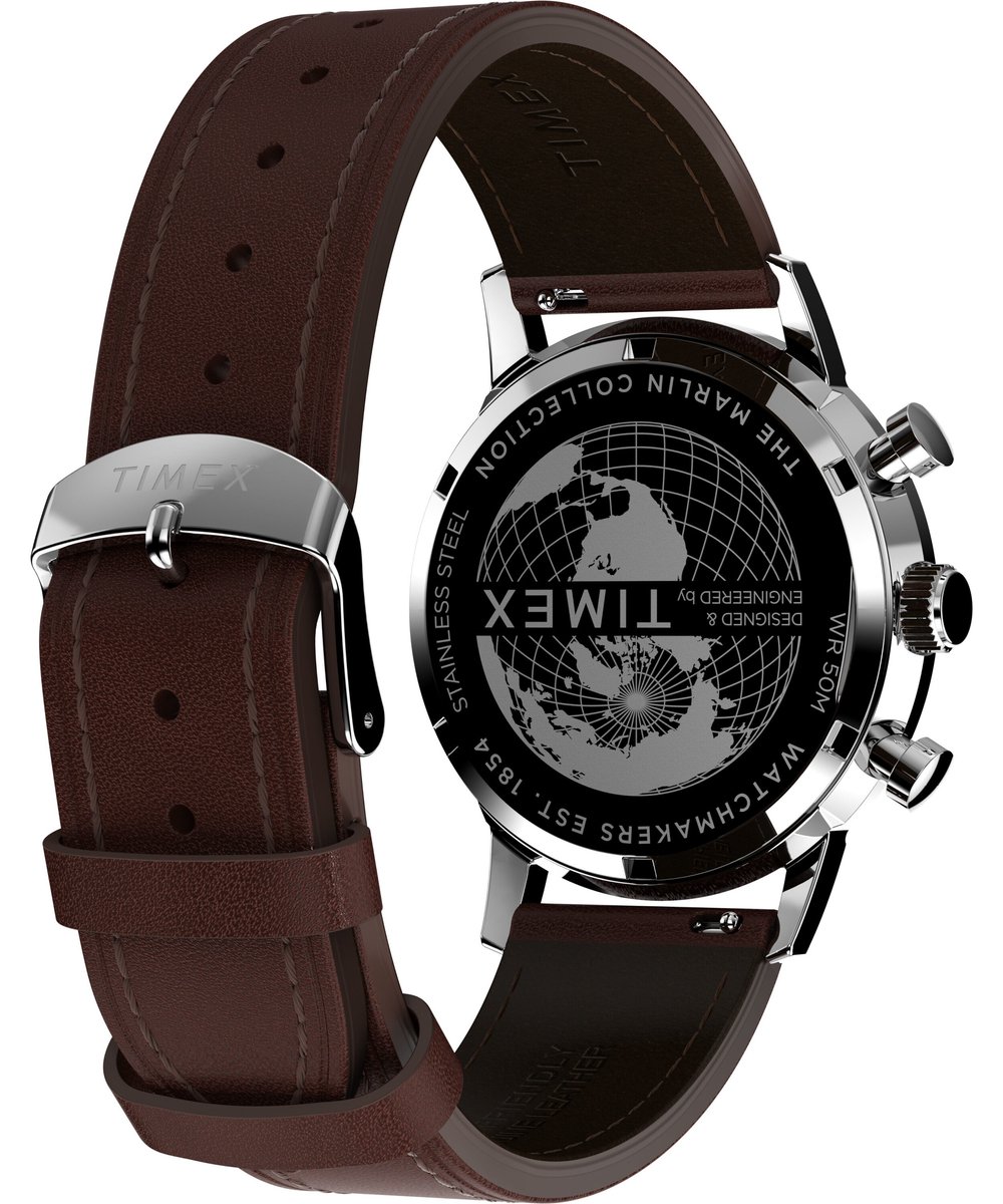 Timex Marlin Kwarts Analoog Horloge Bruin Case: 100% Stainless Steel | Armband: 100% Leather 40 TW2W51400AJ, TW2W51500AJ