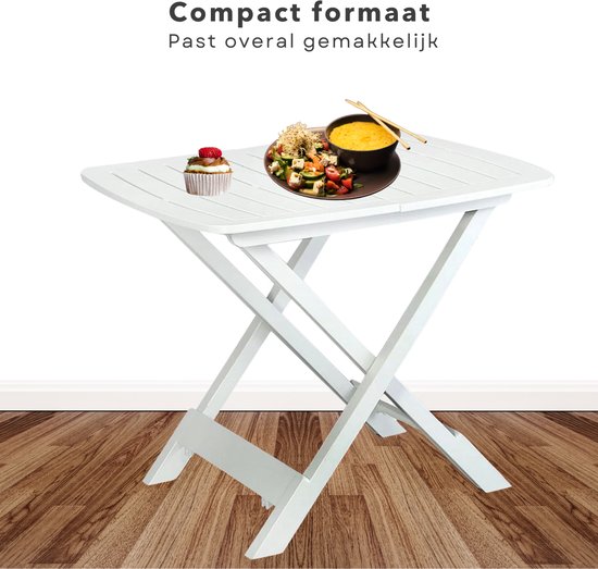 Cheqo® Camping Vouwtafel - Inklapbare Tafel voor Camping - Balkontafel - Klaptafel - Tuintafel Inklapbaar - Lichtgewicht Kunststof - Wit - Ideaal voor Tuin van Merkloos — afbeelding 4