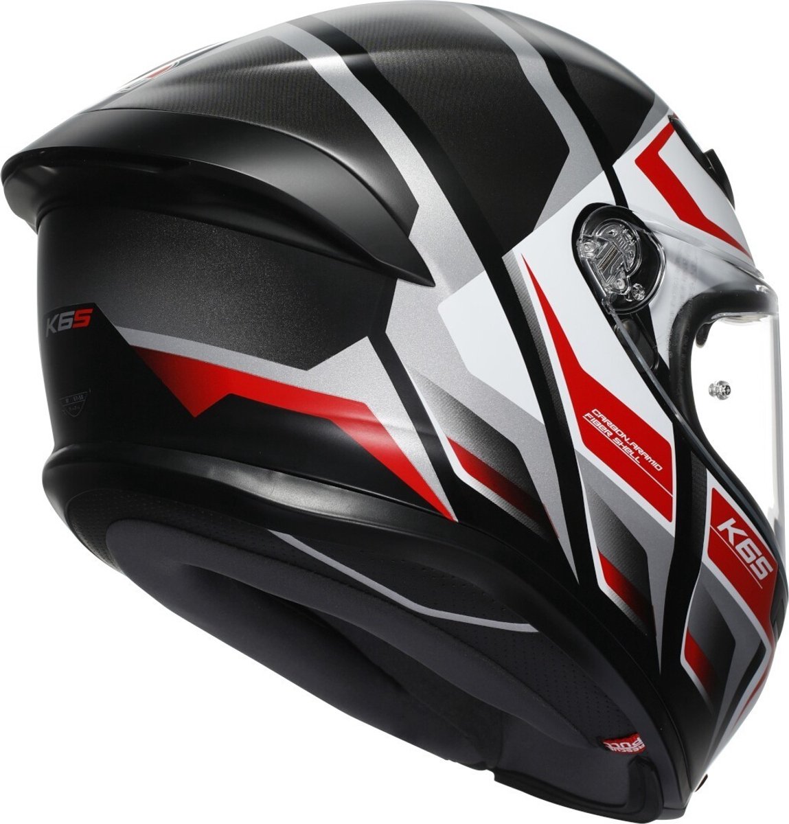 AGV K6 S Karve Mat Zwart Rood Wit Integraalhelm - Maat M - Helm – foto 3