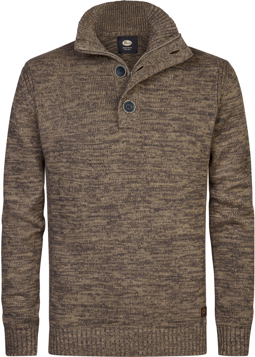 Petrol Industries Heren Trui - Gebreide Trui - Regular Fit - Opstaande Kraag - Katoen - Truien - Pullover - Oranje - Maat M