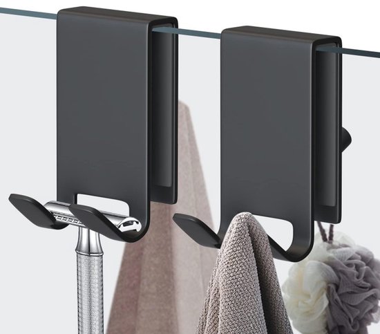 Set van 10 Deurhaken voor het ophangen van kleding en handdoeken, Zwart
