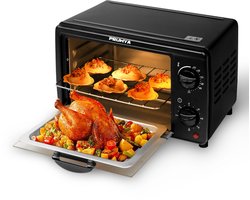 Multifunctionele 3-in-1 Airfryer Oven 700W - 13 Liter Compacte Hetelucht Oven met Bakken, Grillen & Airfry-functie - Ideaal voor Gebak, Pizza, Vlees en Friet - Energiezuinig Huishoudelijk Apparaat voor Kleine Keukens & Studentenkamers