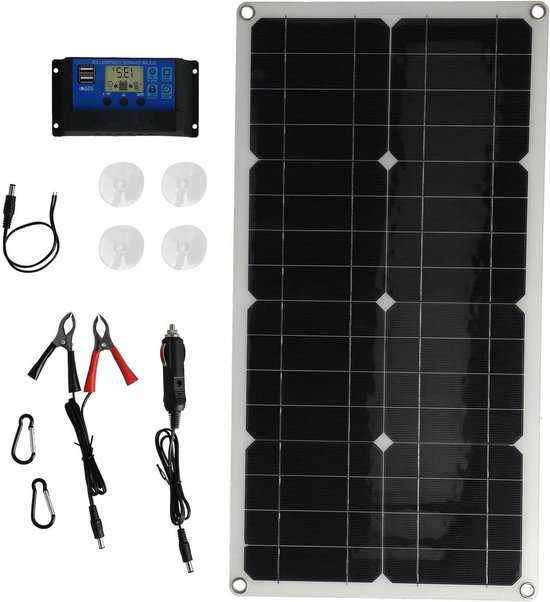 Zonnepaneel Kit, 30W Zonnepaneel 30A Lader Voltage Controller Kit Polykristallijn Silicium voor 12V Auto RV Boot Marine Trailer Zonnepaneel Kit, 30W Zonnepaneel 30A Lader Voltage Controller Kit Polykristallijn Silicium voor 12V Auto RV Boot Marine Trailer