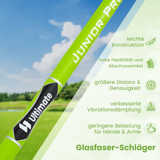 COSTWAY Golf Iron 7 voor kinderen, golfijzer enkel aluminium voor rechtshandigen, kinderen golfclubs met racketkap en glasvezel schacht voor 8-10 jaar kinderen, groen — afbeelding 2