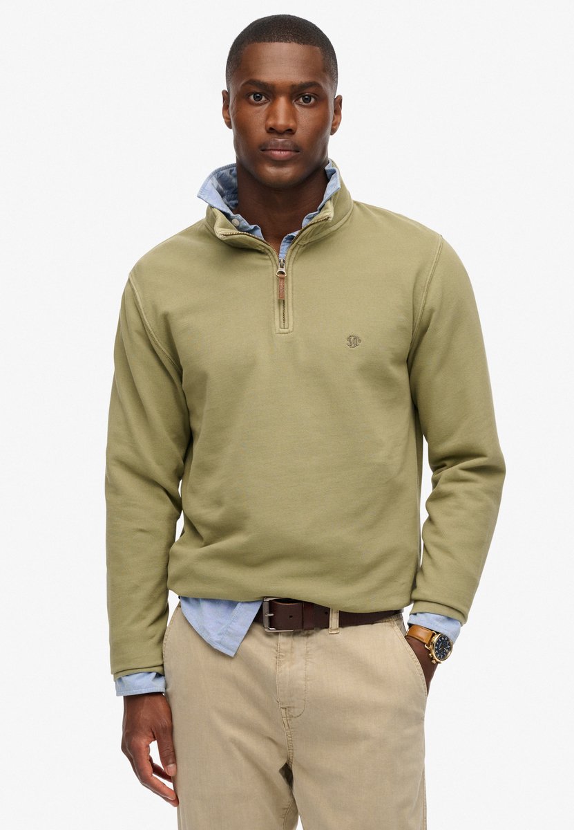 Superdry Klassieke Essential trui met halve rits Heren Truien Groen