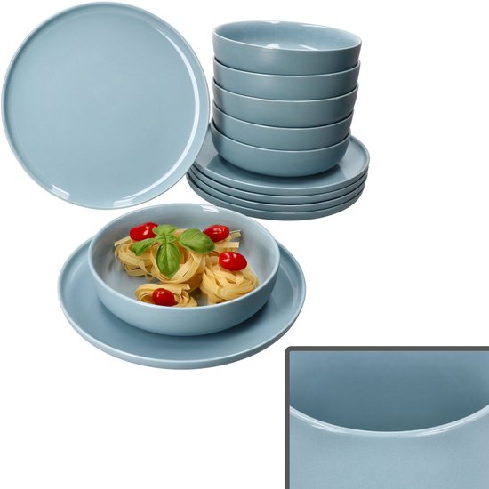 Service de table Jasper en grès gris-bleu, 12 pièces - 6x 414196 et 6x 414226