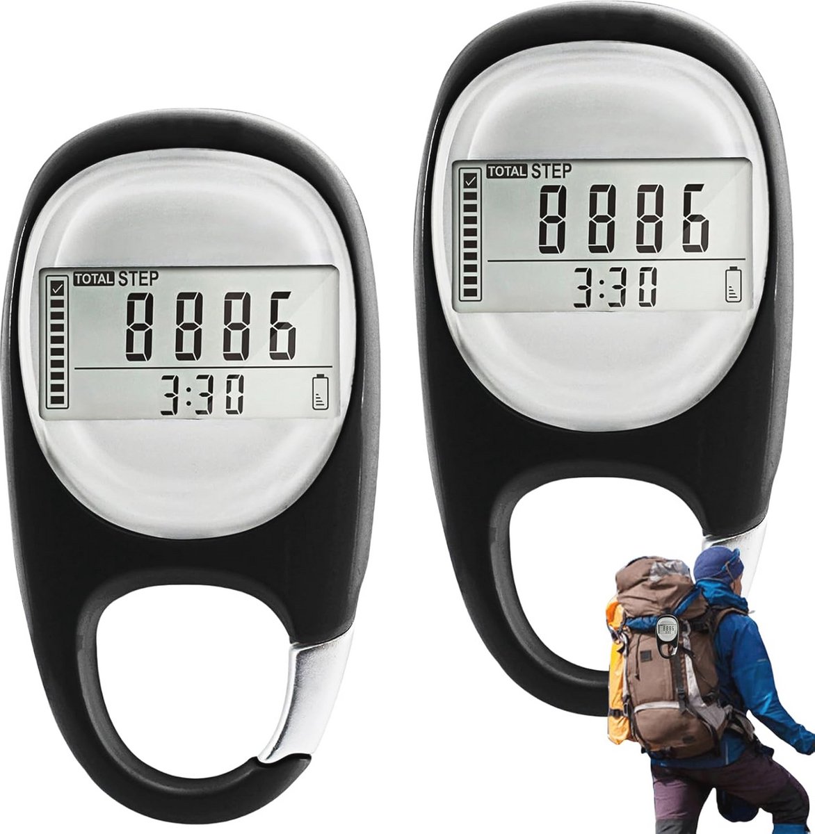 Draagbare digitale 3D-stappenteller met clip - Nauwkeurige stappenteller voor wandelen en sporten